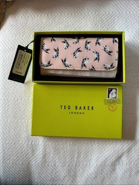 Rare find New Ted Baker Pink French Bulldog Print Wallet Clutch